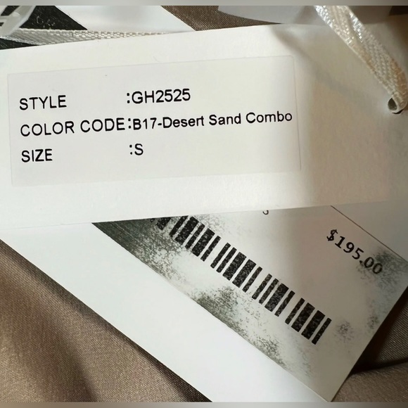 GOLD HAWK Dress Womens Small Tan Black Silk Ruched Side Stripe Open Shoulder NWT - Picture 6 of 10